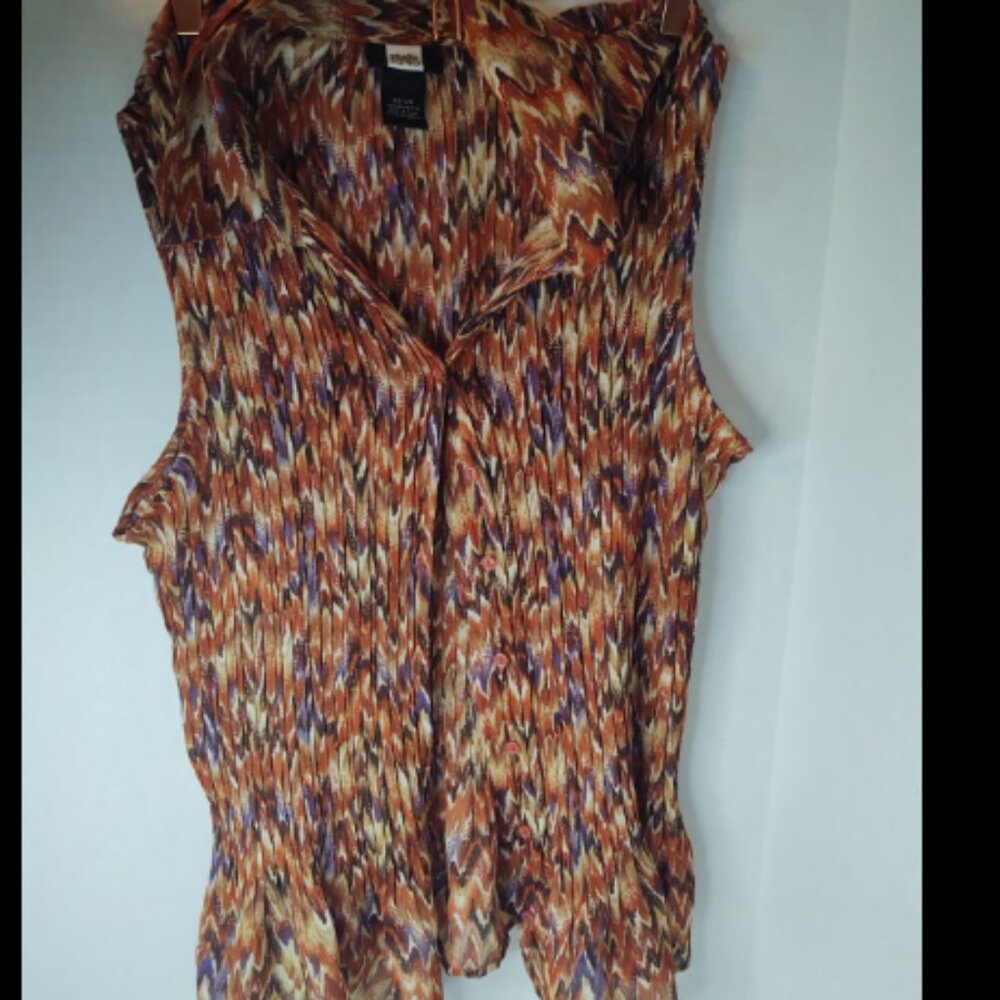 Studio 1940 Women's Sleeveless Blouse Shirt Tank Brown Size 22/24 (T1)